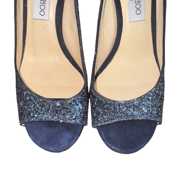 JIMMY CHOO Luna Multi Glitter Petrol Heels Pumps 100 EU Size 39.5 - Picture 5 of 14